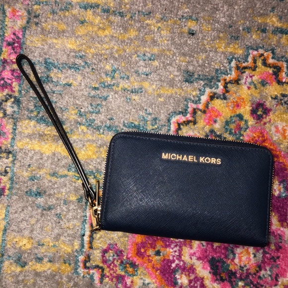 Michael Kors Handbags - Michael Kors Leather Wallet Wristlet Navy